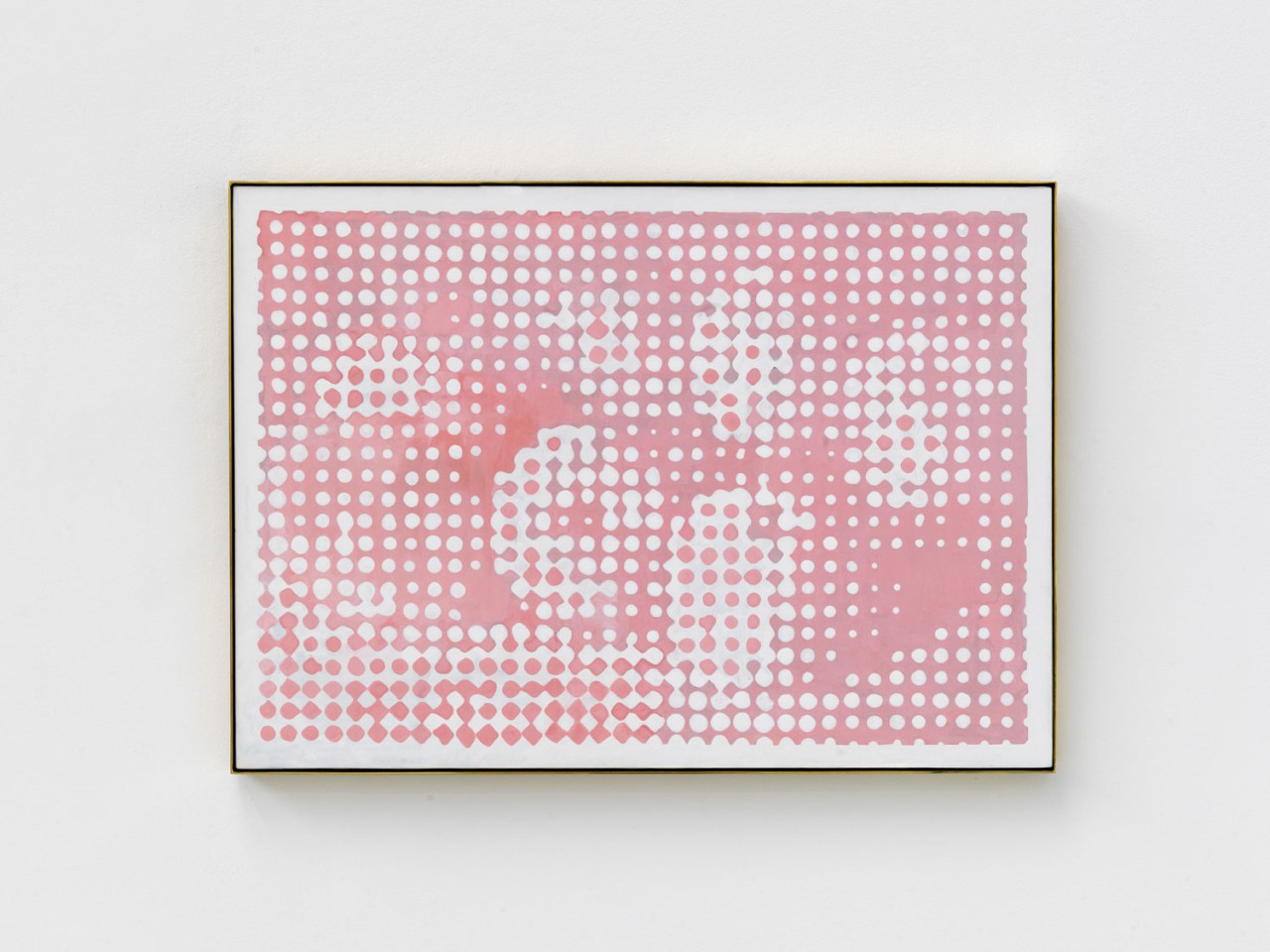Peinture à la gouache sur carton, représentant des pommes pixellisées