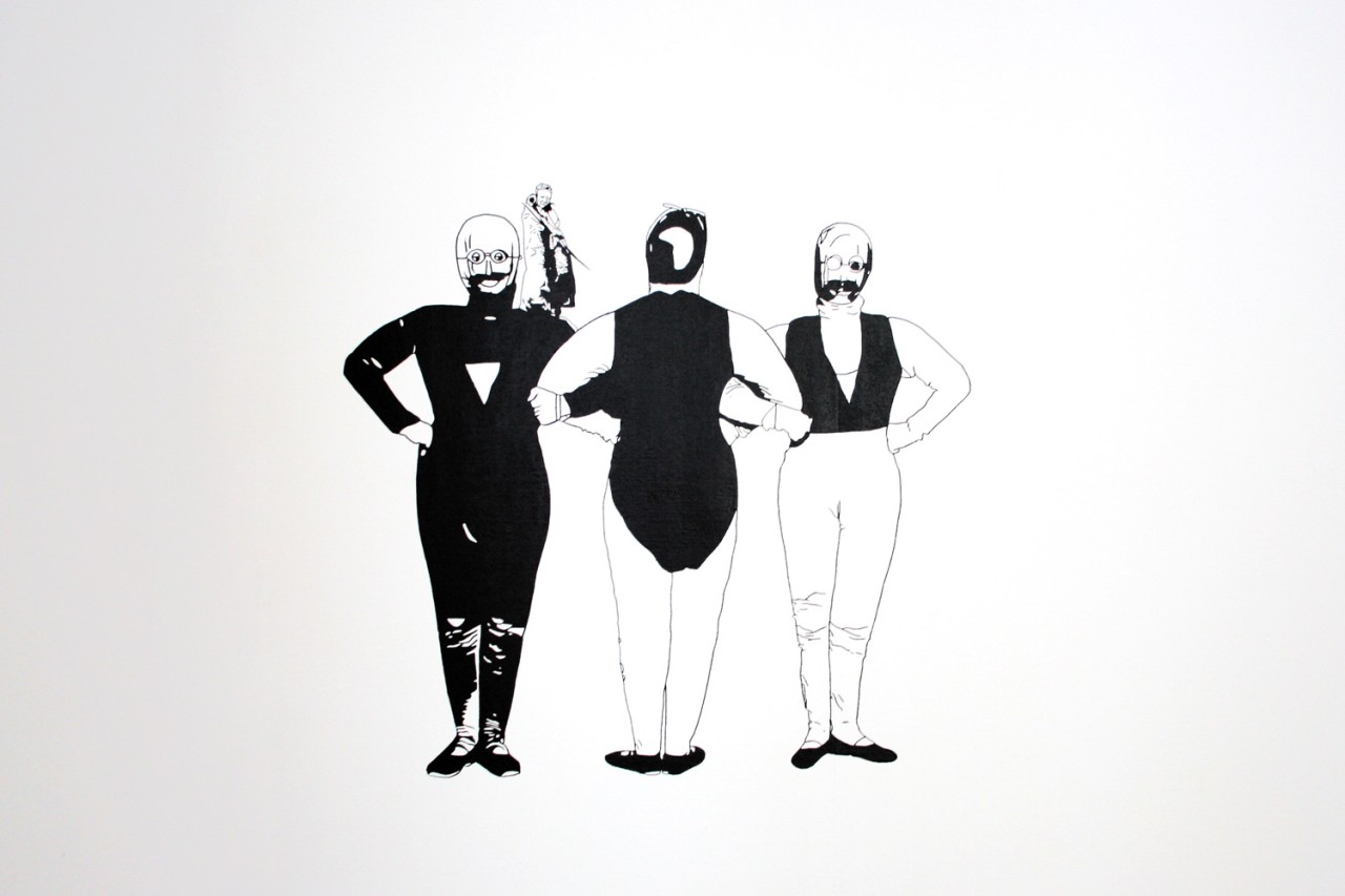 Black and white drawing on wall