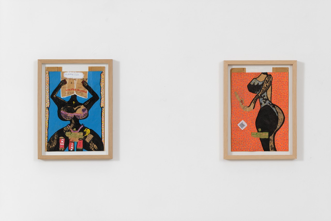 Le travail de Willys Kezy est une exploration continue de la puissance de la forme visuelle, de l’improvisation chromatique joyeuse et de la beauté triomphante du corps féminin africain. Si l’artiste utilise le sac en papier kraft des primeurs parce qu’il lui rappelle la couleur de sa peau, c’est aussi une évocation du transport maritime des fruits et légumes des pays du Sud vers les pays occidentaux. Et un formidable clin d’oeil à ce que fut l’espace architectural Passerelle avant de devenir un centre d’art contemporain, soit une société coopérative devenue un grossiste en fruits et légumes débarqués des bateaux du port de Brest.