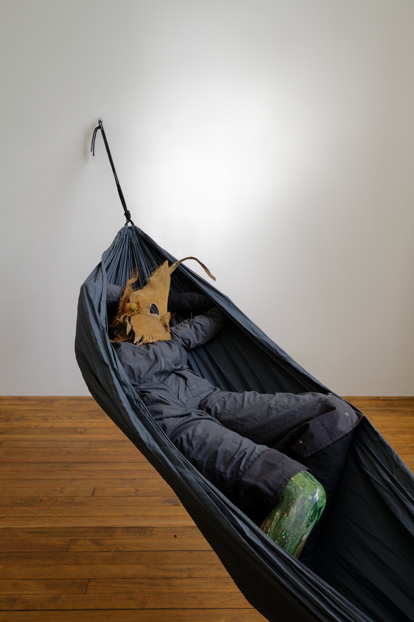 Beatriz Santiago Muñoz, Figure on hammock, 2023