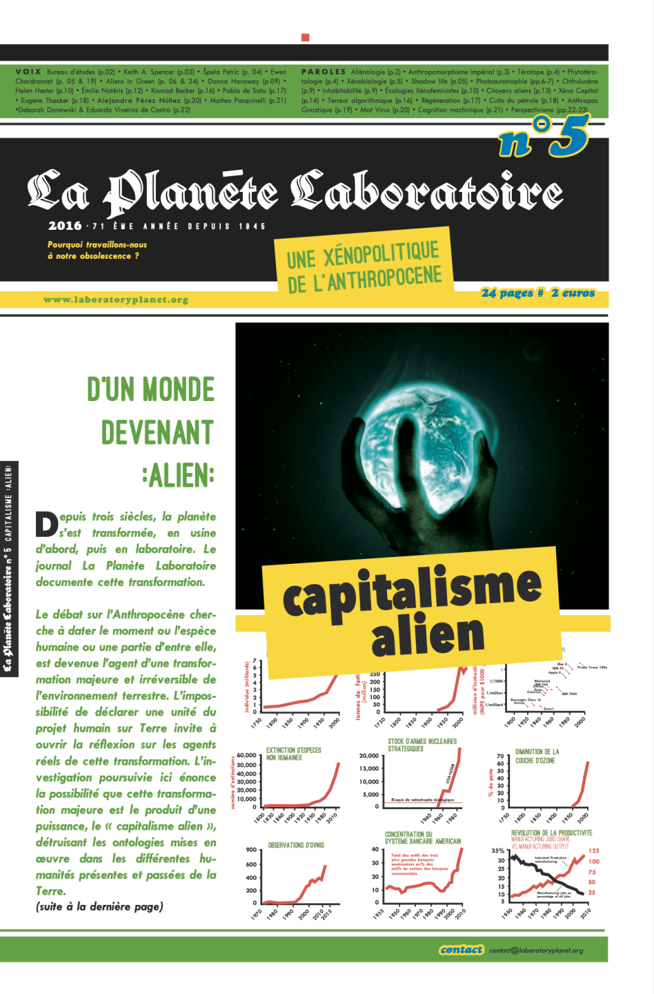 Bureau d’études (Léonore Bonaccini, Xavier Fourt), Ewen Chardronnet, Léonore Bonaccini, Xavier Fourt, La Planète Laboratoire n°5 « Capitalisme Alien : xénopolitique de l’anthropocène », 2016