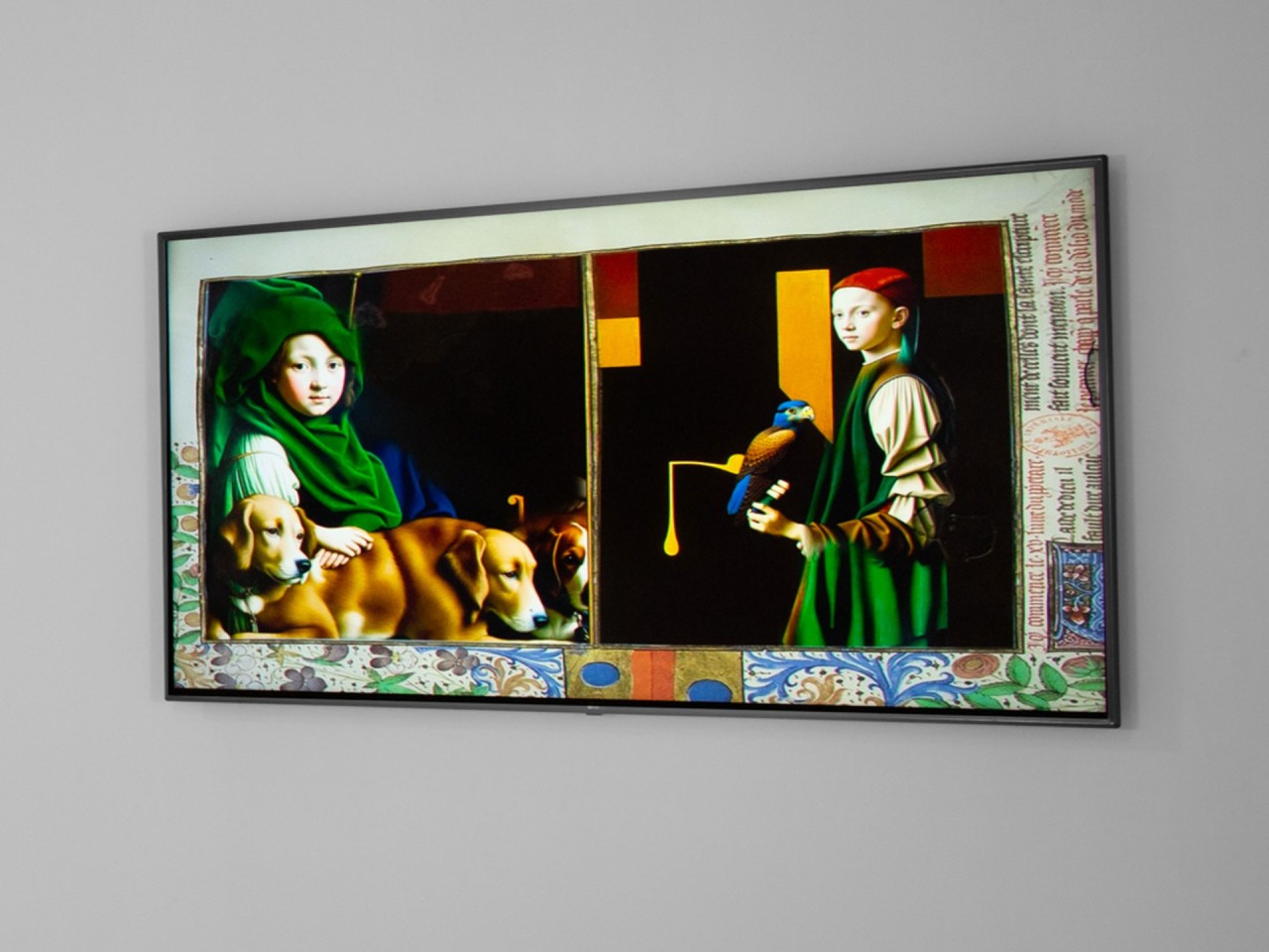 L'oeuvre est un film projeté. Reprenant les 2 premiers chapitres du livre Tristan et Iseut, l'enfance de Tristan jsuqu'à sa rencontre avec le roi Marc est racontée. Le film mélange animation au style proche des enluminures du moyen-âge, prise de vu et images de sinthèses.