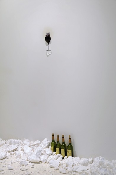 Michel Blazy, Mur qui boit du vin, 2014