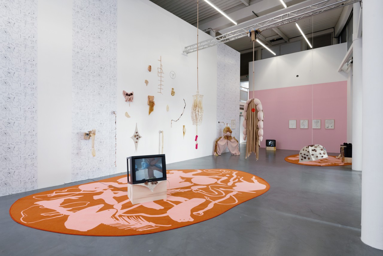 Mercedes Azpilicueta avec Vanina Scolavino, « Runas Barrosas I, II, III », 2020, co-production CAC Brétigny, CentroCentro et Museion, vue de l'exposition « Bestiario de Lengüitas », Mercedes Azpilicueta