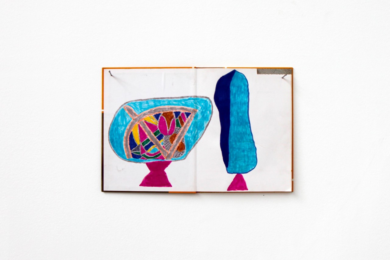 Felt pen drawing on book