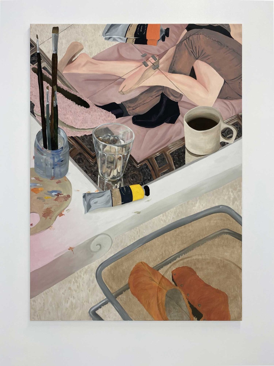 L'oeuvre est une acrylique sur toilede 140 centimètres de haut pour 100 centimètres de large.