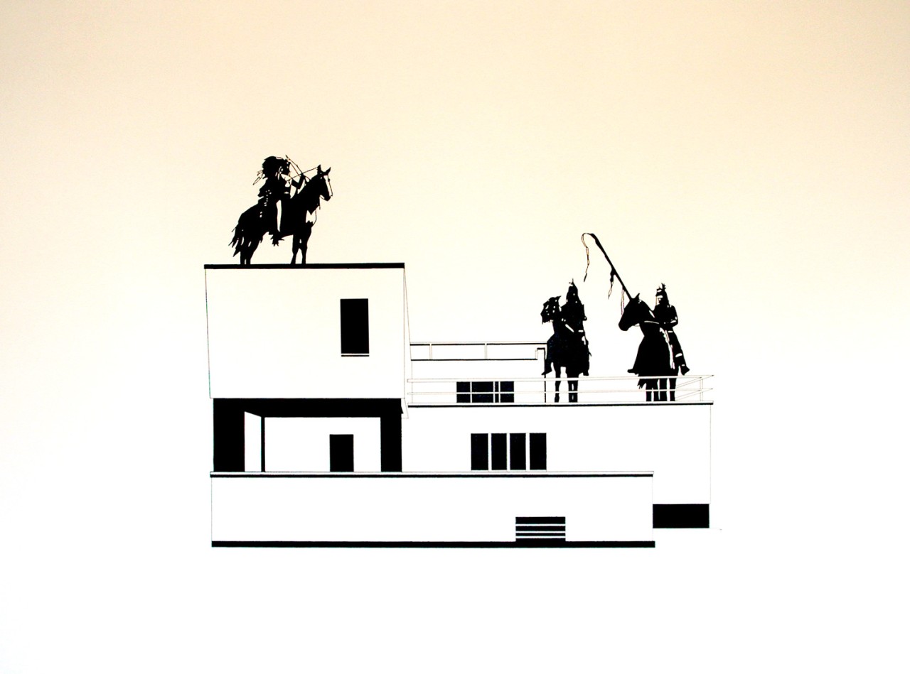 Dessin noir et blanc sur mur